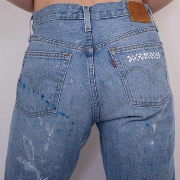One-of-a-kind Upcycled Levi's 501 Skinny - Picture 7 of 7
